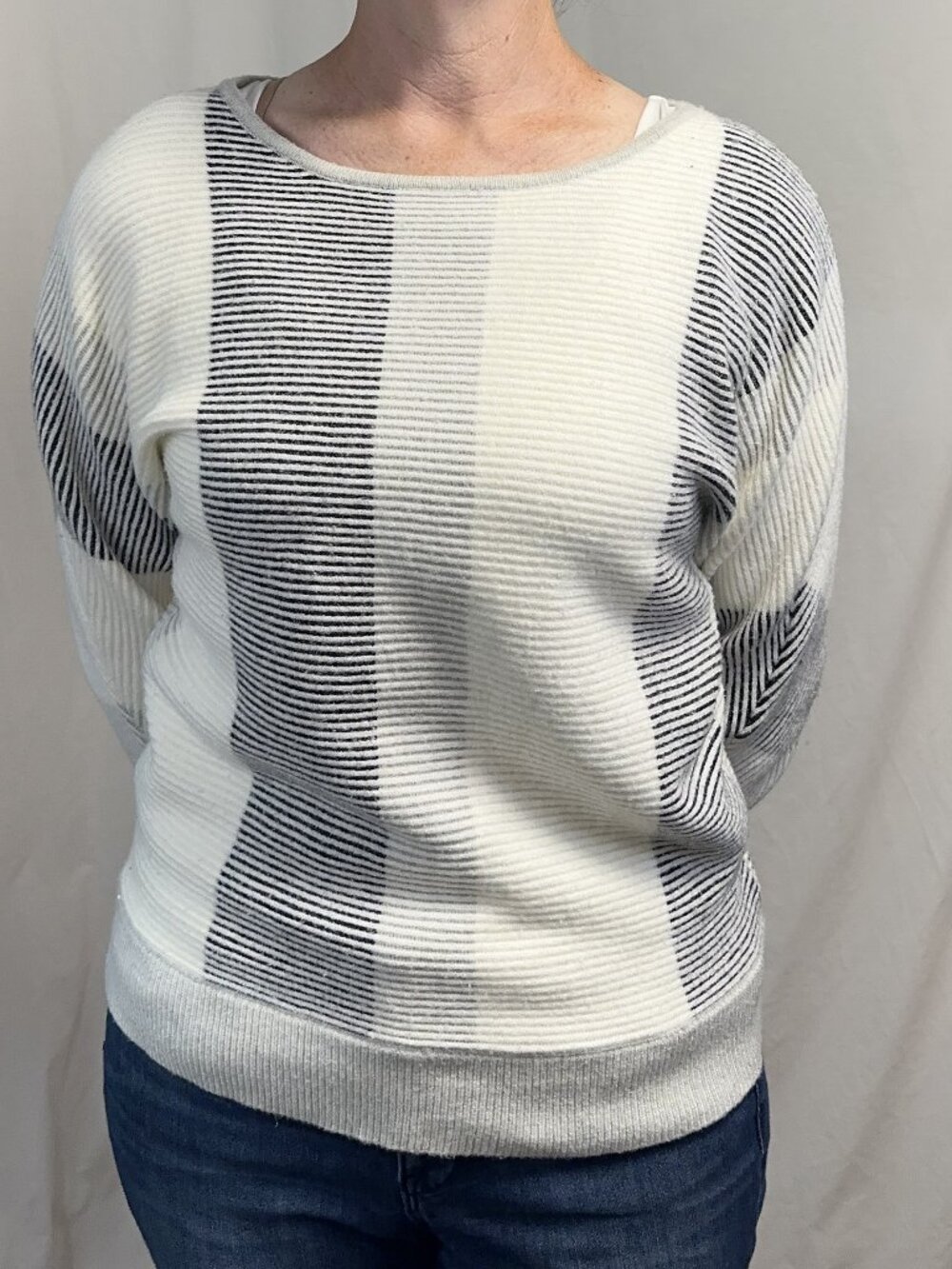 Liverpool Los Angeles Colorblock Striped Ribbed Knit Sweater Size Large